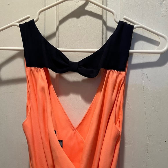 American Eagle Outfitters Dress Size Small Peach/Salmony color Navy Blue Trim - Picture 3 of 6